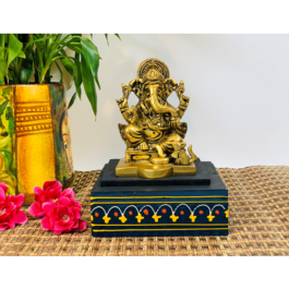 Brass Engraved Ganesh Sitting 5.8cm x 2.5cm x 9.9cm