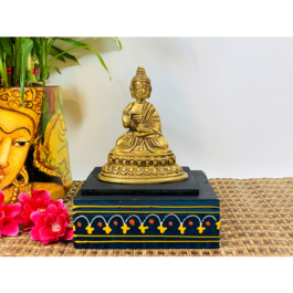 Brass Engraved Buddha Sitting 7.5cm x 5.5cm x 9.5cm