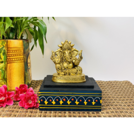 Brass Engraved Ganesh Sitting 7cm x 5cm x 8cm